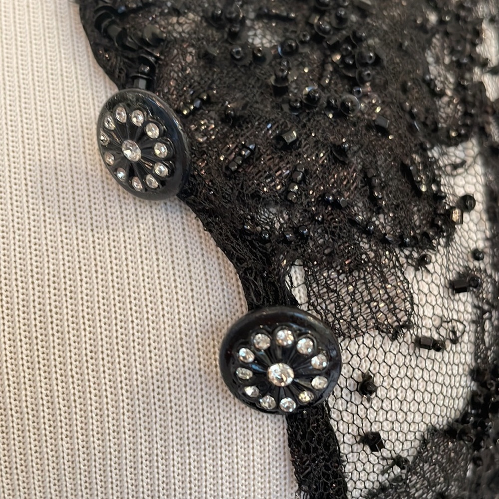 COUTURE BLACK LACE VINTAGE EVENING JACKET - Picture 5 of 12